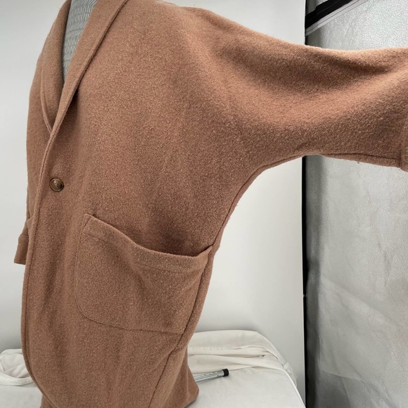Esby Cora Duster Camel Tan Neutral Boiled Wool Oversized Jacket Cocoon Coat XS/S - Picture 4 of 8